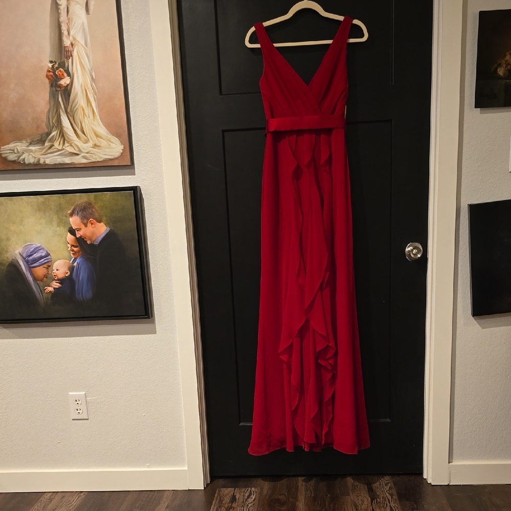 David's Bridal Red Maxi Dress